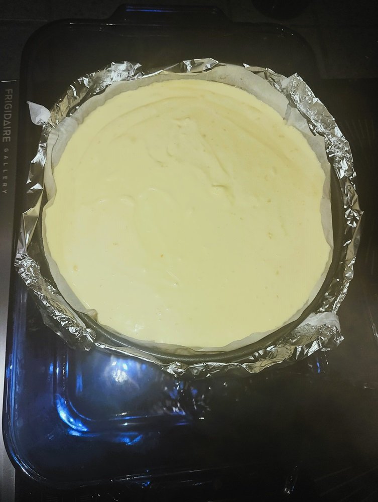 springform pan inside water bath